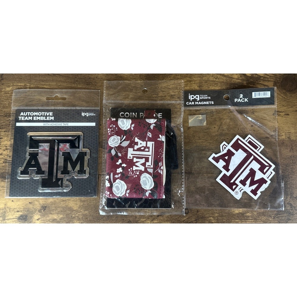 Texas A&M Coin Purse Car Emblem Magnet Bundle Lot Fast Safe Shipping Brand New